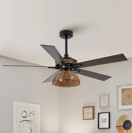 Ceiling fan installed in a bedroom