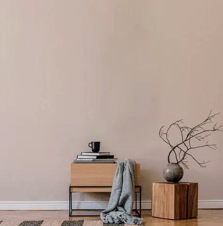 Freshly painted accent wall in a modern room