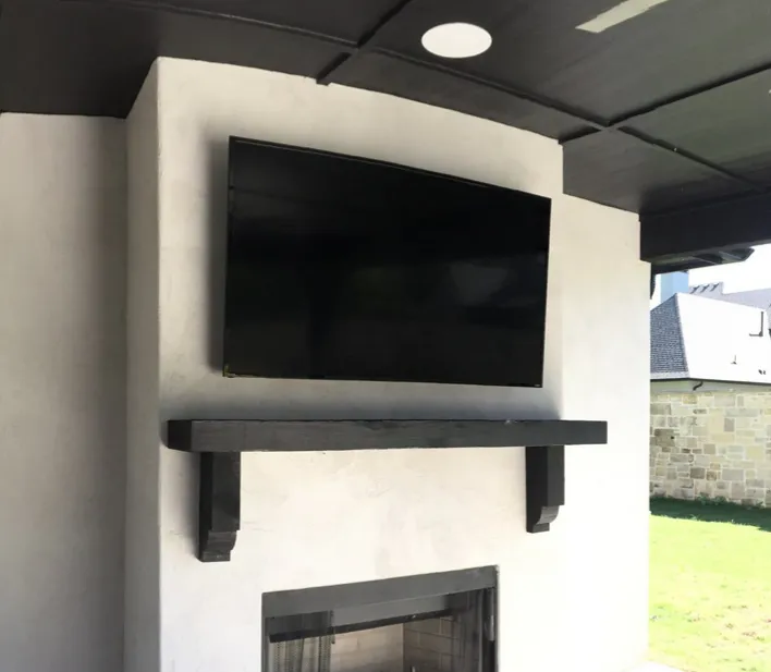 Outdoor TV setup on a patio