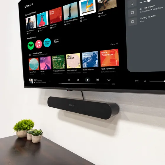 Soundbar bracket installation close-up