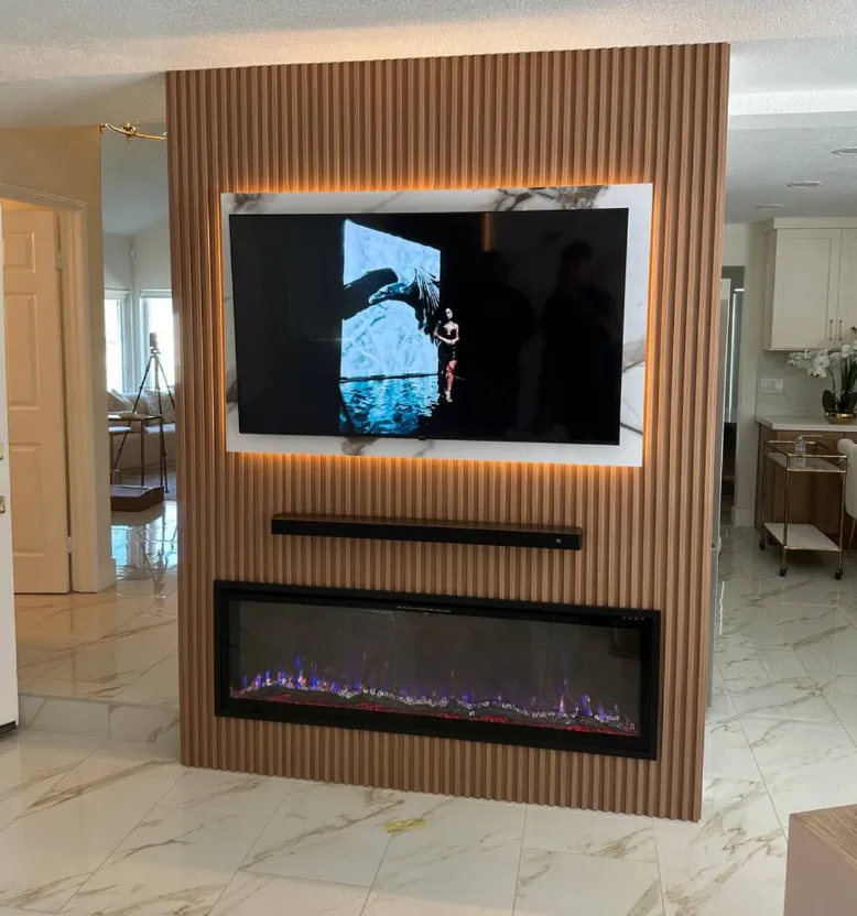 Premium soundbar mounting in a media room