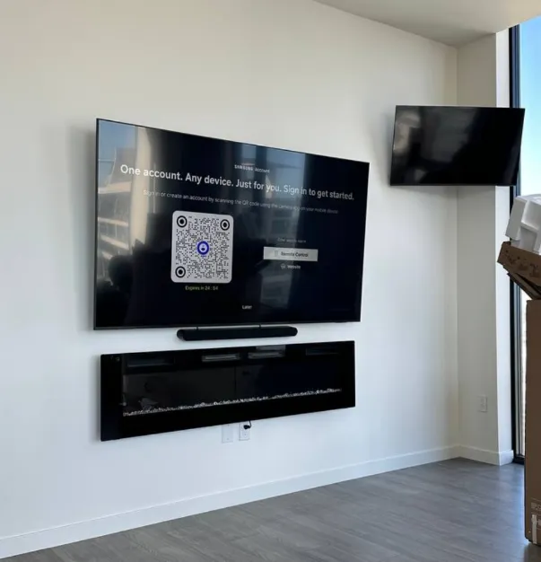 Finished soundbar mount with hidden cables
