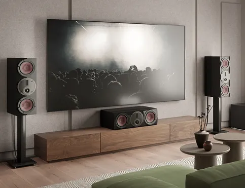 Home theater surround sound with clean cable routing