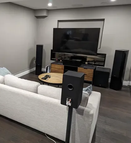 Dolby Atmos speaker setup in a living room