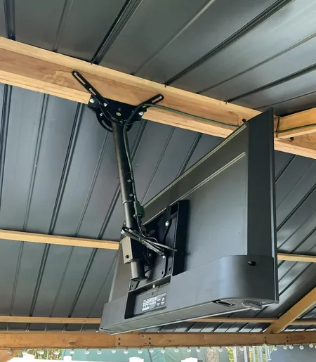 Residential ceiling TV install finished view