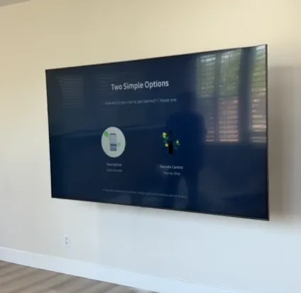 Motorized TV mount extended for viewing