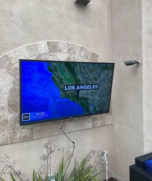 Weatherproof outdoor TV entertainment area