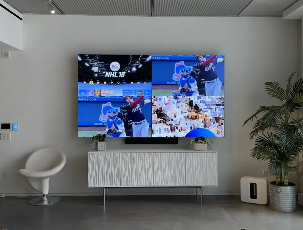 Commercial lobby video wall installation